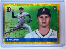 2025 Topps Chrome Platinum Ty Madden Rookie Card Gold Toile /50 TIGERS. rookie card picture