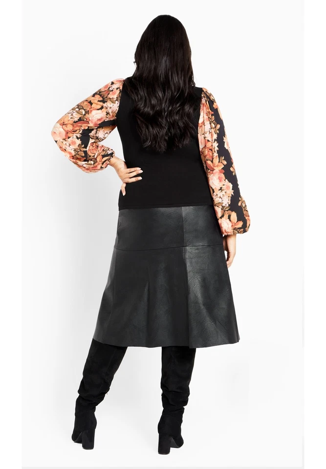 Suéter Avenue para mujer talla grande mayo contraste manga floral Foto 4 de 4