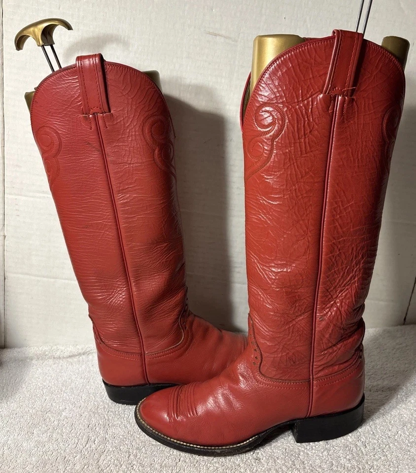 Hondo 靴子女式 6.5 C 码红色西部牛仔牛仔女牛仔波西米亚 — 第 3/4 张图片