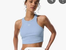 alo yoga ASPIRE TANK in Seashell Blue , NWT…Med., SOLD OUT COLOR