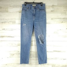 MADEWELL THE PERFECT VINTAGE JEANS WOMEN'S SIZE 28 DISTRESSED STRETCH RAW HEM...