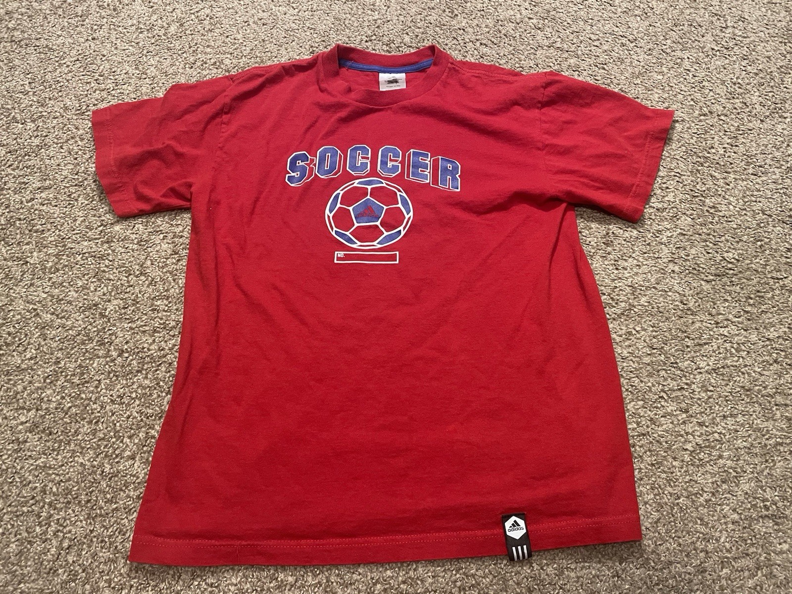 Adidas Vintage Y2K Red Soccer Style Jersey Shirt Medium Red