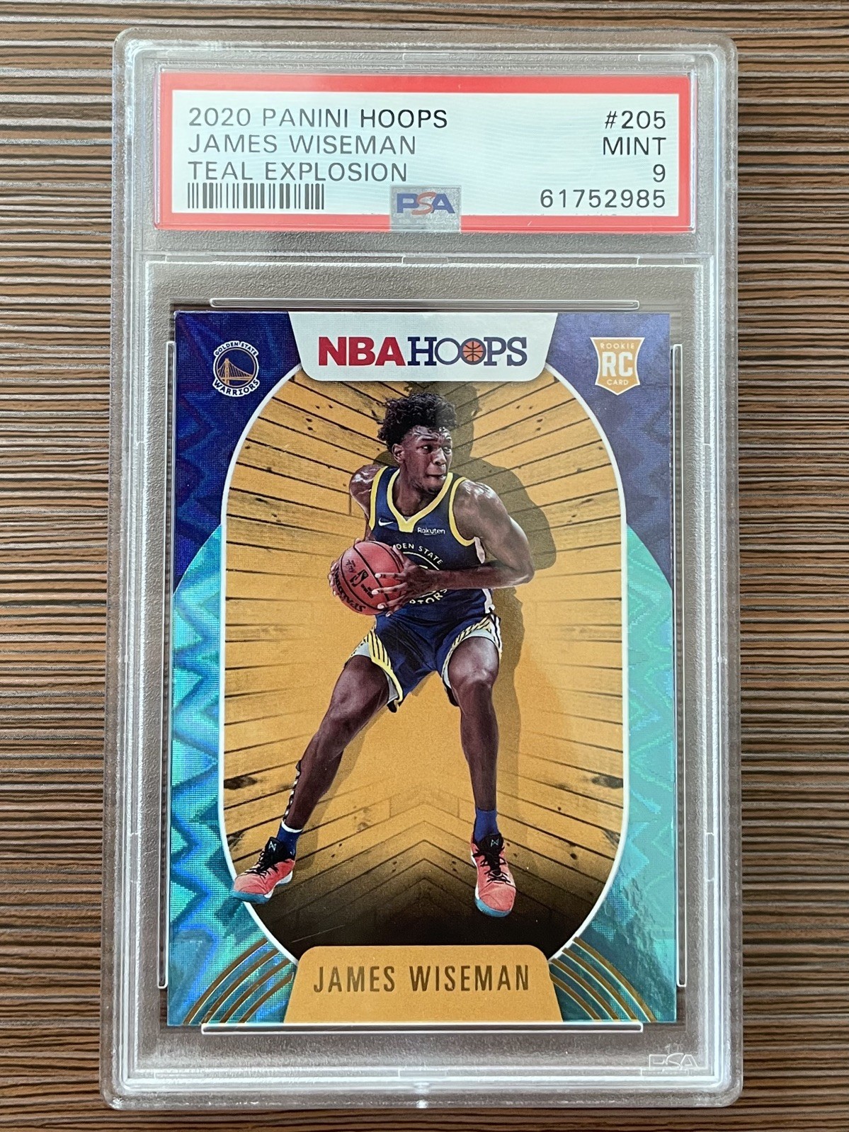 2020-21 Panini NBA Hoops #205 James Wiseman (RC) Rookie Teal Explosion PSA 9