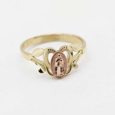 Kinder Virgin Mary Damen Guadalupe Ring Echt 10K Gelb Rose Gold Größe 3