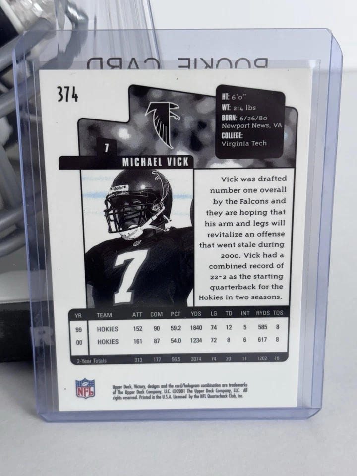 Atlanta Falcons Speed QB Mini Casco Riddell y Michael Vick Tarjeta de Novato Mike Foto 3 de 4