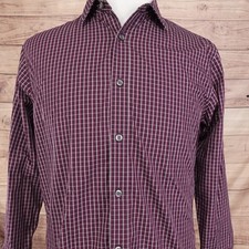 Banana Republic Shirt Mens Medium Plaid Non Iron Tailored Slim Fit L/S -U1