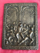 ANTIGUO JESÚS-TORTURADO POR SOLDADOS ROMANOS-PLACA DE BRONCE COPIA DEL ORIGINAL ITALIANO