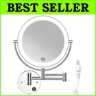 Super Bright 9" Led Makeup Mirror - Extendable, 1X/10X Dual-Sided, Modern Style
