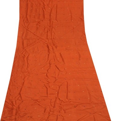 Sushila Vintage Rust Indian Sari Remnant Scrap 100% Pure Silk Woven Craft Fabric