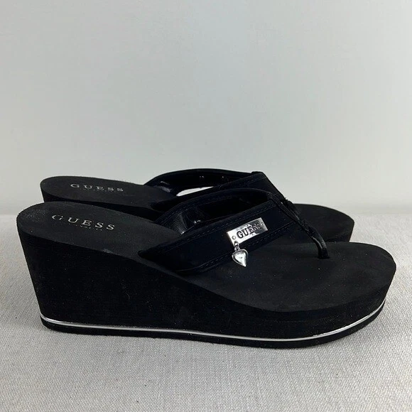 90s black store wedge sandals