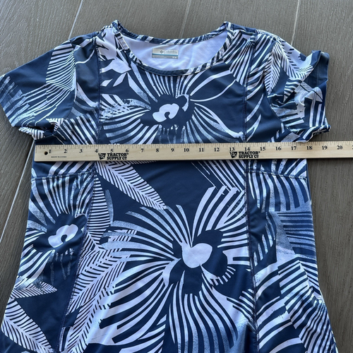 Columbia PFG Dress Short Sleeve Blue Tropical Mini Dress Pockets Size M - Bild 5 von 7