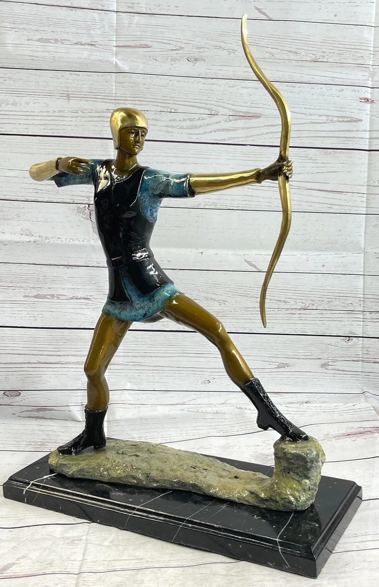 Sensual Erotic Male Apollo Archer Bow Arrow Bronze Marble Statue Music God Sale