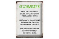 Blechschild Spruch 30X40 Cm Geschwister FüReinander Da Metall Deko Schild