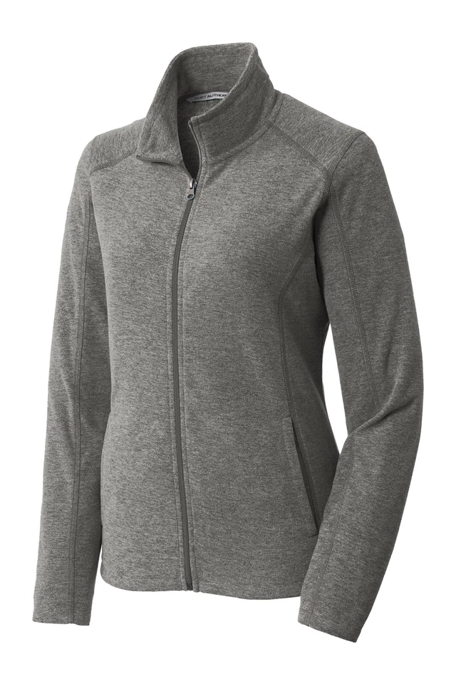 Port Authority L235 Ladies Heather Microfleece Full-Zip Jacket LARGE Pearl Grey - Image 2 of 4