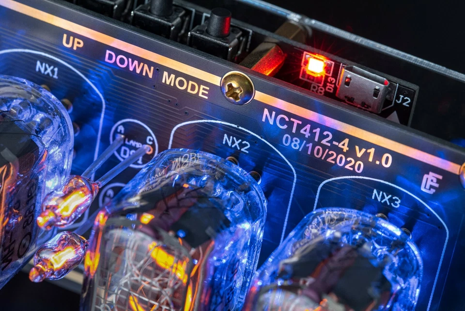 DIY KIT Nixie IN-12 Tube Clock Acrylic Stand Sockets 12/24H 4 Tubes GOLDBLACK - Image 3 of 4