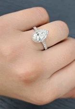 IGI 2ct, Lab Grown Pear  Halo Engagement Ring, 950 Platinum