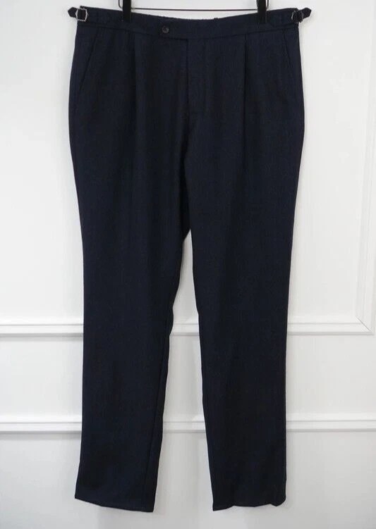 Men Suitsupply Ames Pleat SA Trousers Flannel Wool & Cashmere Size EU52 UK/US42