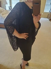 CEJON Women`s Black Lace Formal Topper Cardigan Cover-Up One Size