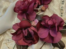 Vintage Millinery Rose 4" Bud Bordeaux Silk Satin 1pc Made in Czechoslovakia