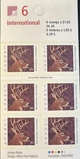 Canada stamp Booklet Pane of 6  #1881a White-tailed Deer (Odocoileus virginianus