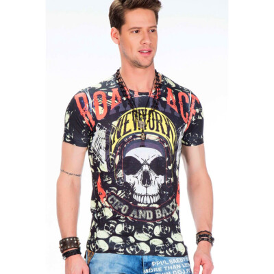 Cipo & Baxx HOOK Mens T-Shirt Stretch CT405 Black All Sizes