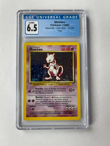 CGC Universal Grade Base Set Mewtwo 10/102 RARE Holo Ex/NM+ 6.5