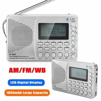 AM/FM/SW/WB Band Mini Radio Receiver Portable LCD Digital MP3 Player ...
