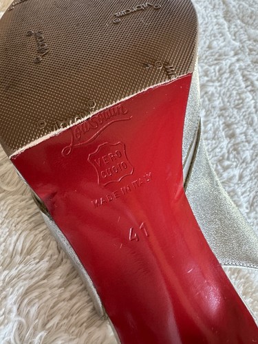 Christian Louboutin Silver Sling back 41 - Imagen 6 de 10