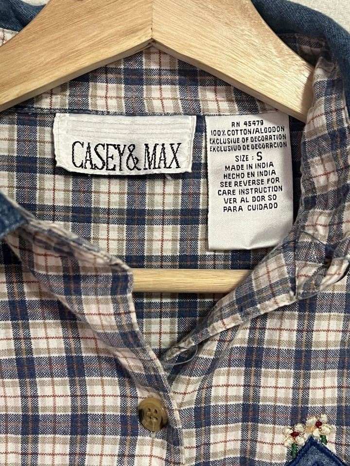 Vintage Casey and Max abotonado manga larga para mujer pequeño girasol bordado Foto 4 de 4