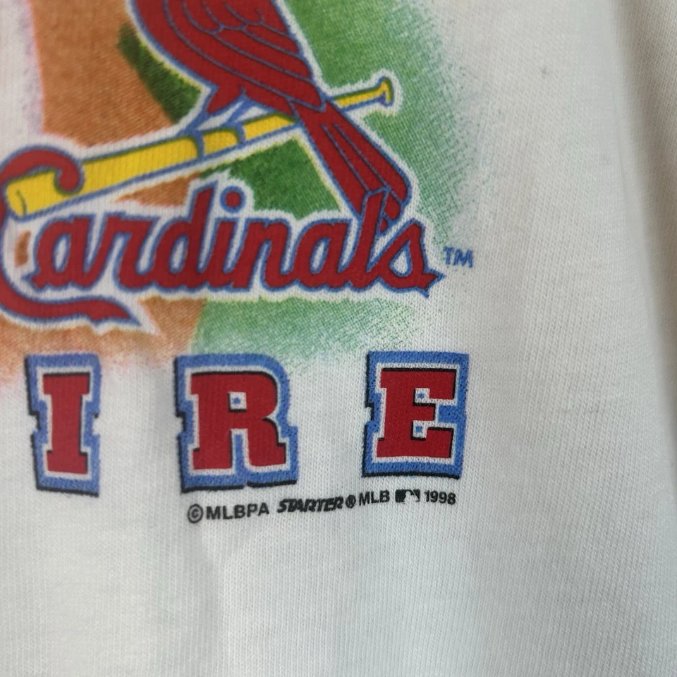 Vtg STARTER 1998 MLB Mark McGwire St Louis Cardinals King Mac T Shirt SZ Large - Image 3 of 4