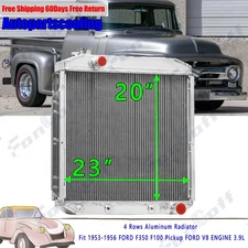 4 Rows Aluminum Radiator Fit 1953-1956 FORD F350 F100 Pickup FORD V8 ENGINE 3.9L