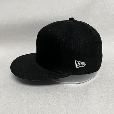 New Era Blank 59FIFTY Fitted Flat Brim Black 7 5/8 Hat | eBay
