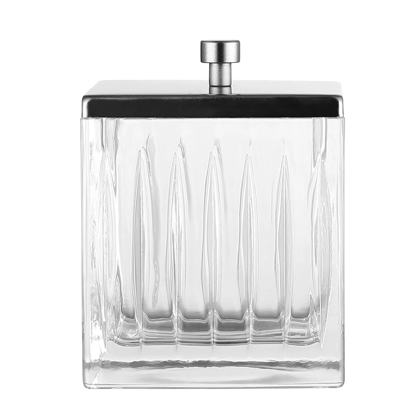 Home Glass Cotton Jar Holder – Nickel Lid, Elegant Bathroom Storage Canister ...