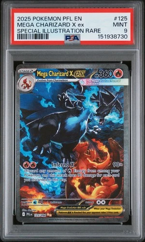 2025 POKEMON PFL SPECIAL ILLUSTRATION RARE #125 MEGA CHARIZARD X EX PSA 9