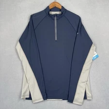 Eastern Mountain Sports Sweatshirt Men's Large Navy Blue Quarter Zip Tech Wick 