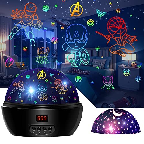 Kid Light Projector Superhero Toys for Boys 5-7 Avengers Night Light Black - Picture 2 of 7
