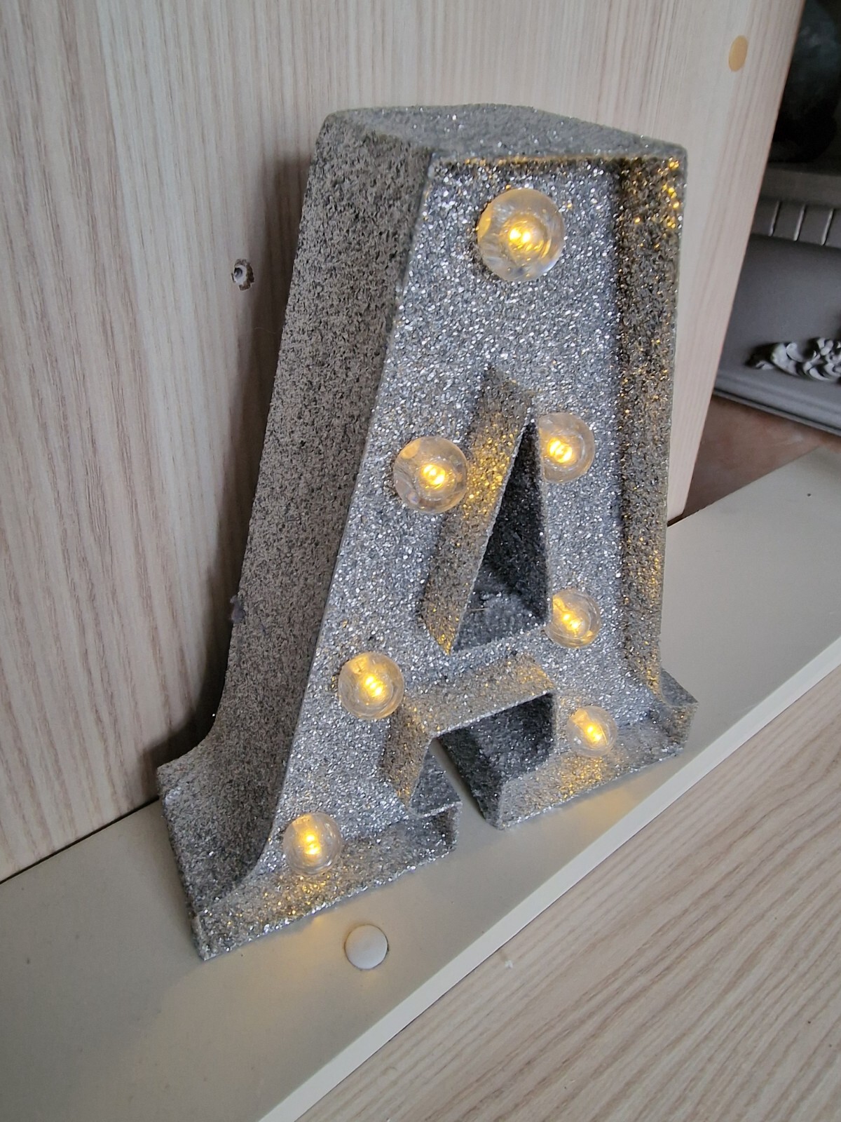 Dunelm Light Up LED Alphabet Letter "A" Glitter Hanging Battery Powered