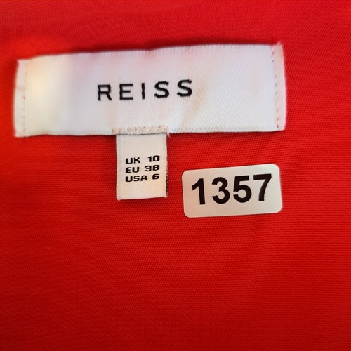 REISS Robyn Ruffle Red Dress Asymmetrical Side Ruffle Wedding Knee Length UK10 - Picture 8 of 9