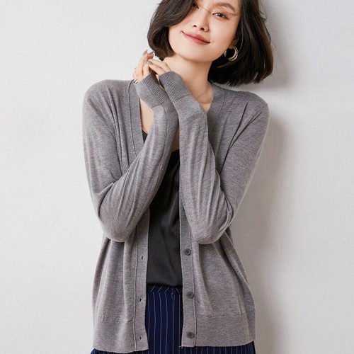 Womens Cardigan V Neck Long Sleeve Slim Fit Sweaters Fall Outwear Knitwear Tops - 第 3/18 張圖片