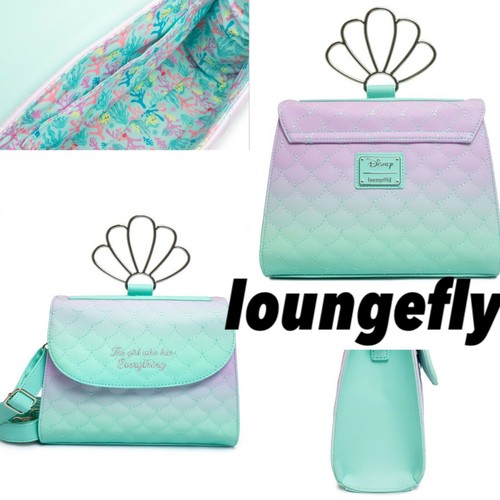 Disney Store Loungefly Little Mermaid Ariel Shoulder Bag Gradation Flander Coral Ebay