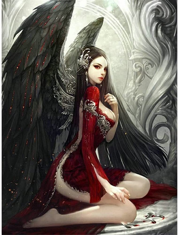 Fallen Angel Rhinestone Female Fallen Angel Drawings Drawing A Fallen Angel, Drawing, Step By