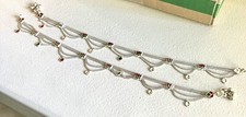 Sterling Silver 925 anklets with strings & meenakari In Red/green enamel work.