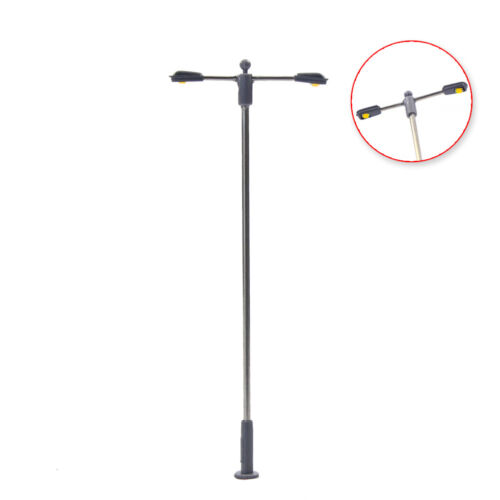 10pcs Model Railway HO Scale Lamp Warm White Double-heads LED Street Light - Picture 3 of 5