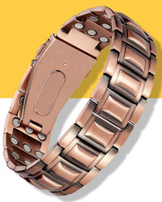 3X Strength Copper Magnetic Bracelets for Men 3800 Gauss with Fold-Over Clasp