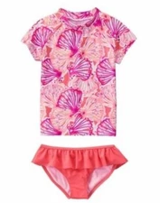 NWT Gymboree Seashell Rash guard SET 4 5 6 7 8 10 12 Swim shop Girls UPF 50+