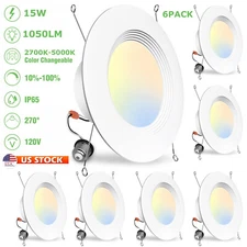 6 Pack LED Recessed Lighting 6 Inch,5CCT 2700K/3000K/3500K/4000K/5000K, Dimmable