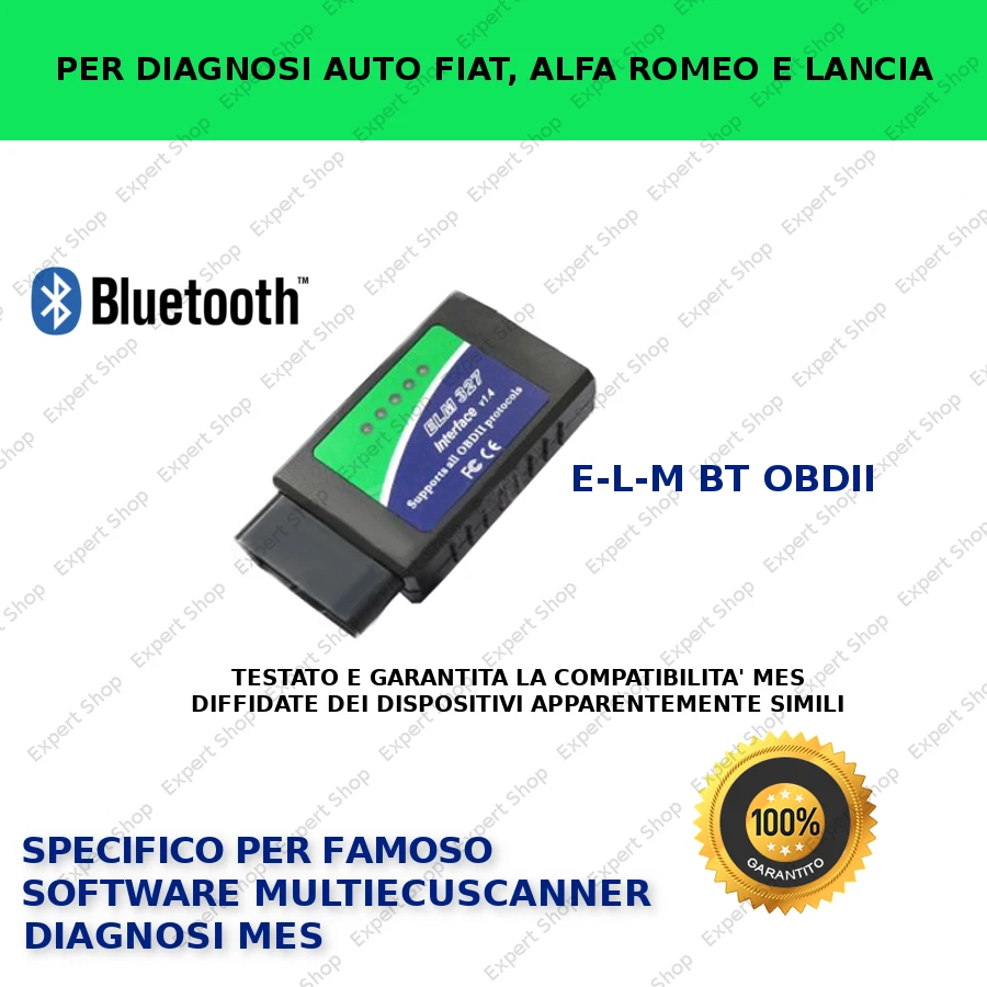 INTERFACCIA OBD BLUETOOTH PER SOFTWARE MULTIECUSCANNER MES TESTATO FIAT