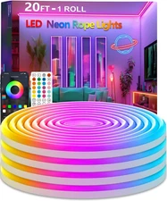 20Ft Neon Rope Lights,Flexible Led Rope Lights Control with App/Remote,Multiple