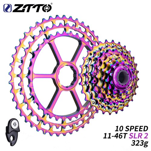 ZTTO 10 Speed Bicycle 11-46T SLR 2 Rainbow Cassette HG Compatible Cassette 323g - Picture 2 of 6