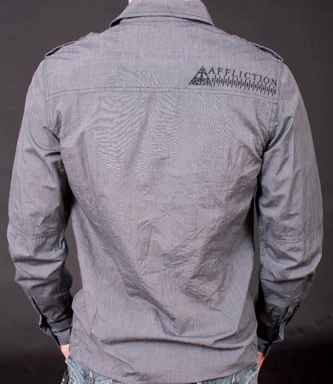 Camisa con botones Affliction DELIRIUM 2XL NUEVA CON ETIQUETAS gris XXL 10WV403 Foto 4 de 4